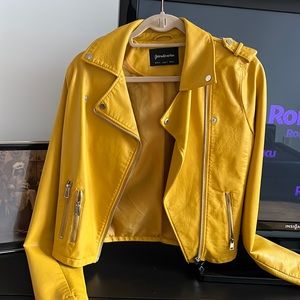 Beautiful yellow bomber leather jacket